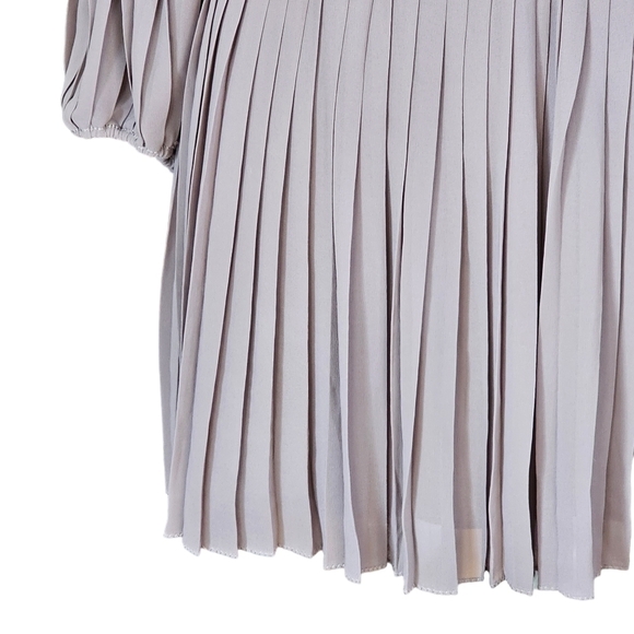 Max Studio Off Shoulder Peasant Balloon Sleeve Pleated Mini Dress Tan Size Small - Picture 6 of 16